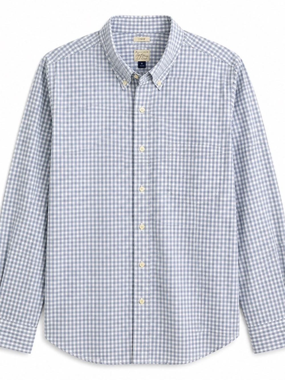 J.CREW,,SECRET WASH,LIGHT BLUE & WHITE,CHECKERED,BUTTON DOWN,MEN SHIRT.S…